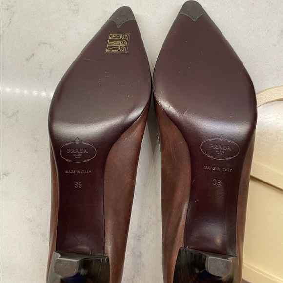 PRADA - vintage brown kitten heel pointed toe shoes - Picture 3 of 6